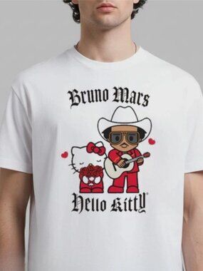 Bruno Mars x Hello Kitty T-shirt - Cute Cartoon Pop Music Fan Graphic Tee